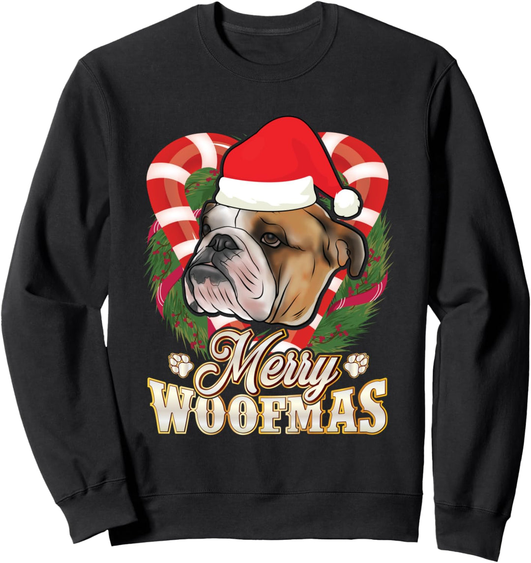 Merry Woofmas Englische Bulldogge Weihnachtsmann Weihnachten Sweatshirt