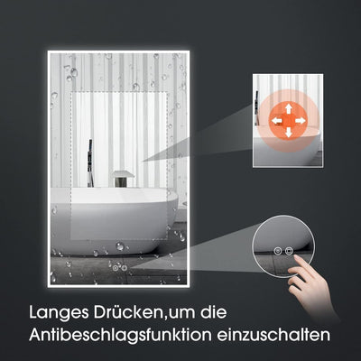 byecold Badspiegel mit Beleuchtung 100x60CM, LED Badezimmerspiegel, Wandspiegel Bad Spiegel mit Touc