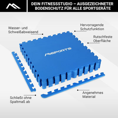 MSPORTS Bodenschutzmatten Set Premium - 8 Schutzmatten in verschiedenen Farben 3,175m² | Bodenschutz