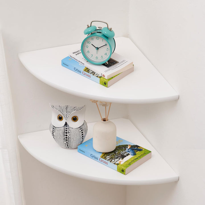 Eckregal Hängeregal, Eiche Massivholz Eckregal runde Enden Wandregal Holz Vintage Landhausstil Regal