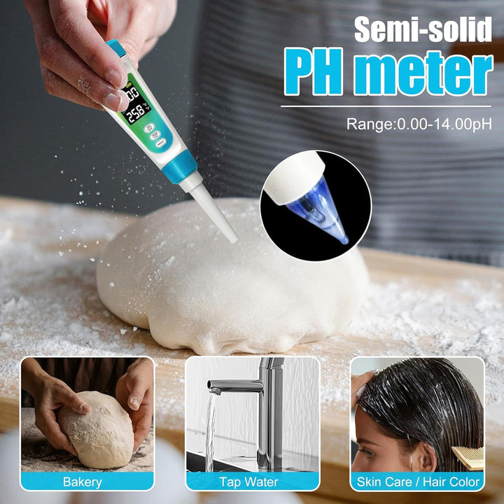 3T6B pH Messgerät für Lebensmittel, Digitales pH-Meter mit LCD ℃/℉ Display und ATC für Lösung, Wasse
