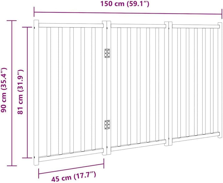 vidaXL 3-TLG. Hundetor Faltbar 150 cm Massivholz Tanne 150 cm Length Braun, 150 cm Length Braun
