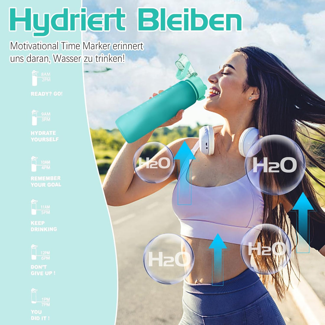 AOHAN Trinkflasche, 1l Wasserflasche BPA-Frei, Trinkflasche Sport Auslaufsicher, Sportflasche mit Ze