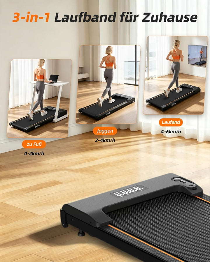 Lichico 3-in-1 Walking Pad mit 0-9% Steigung, Laufband für Zuhause Klein, platzsparendes Heimtrainin