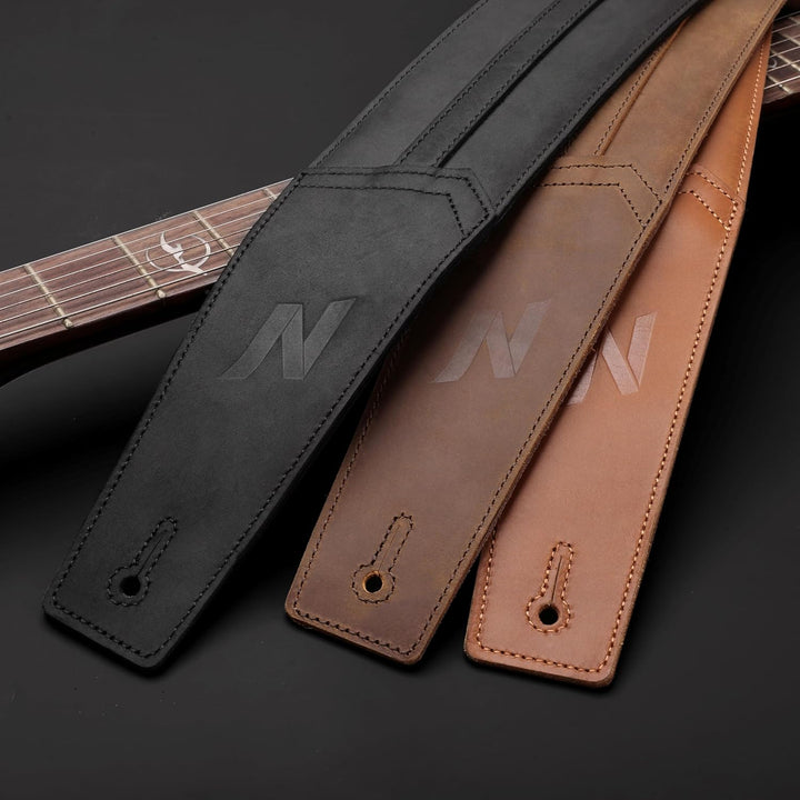 Nefelibata 3" Gitarrengurt, hochwertiges Vollnarbenleder, 57" lang mit Schaumstoffpolsterung, für Ba