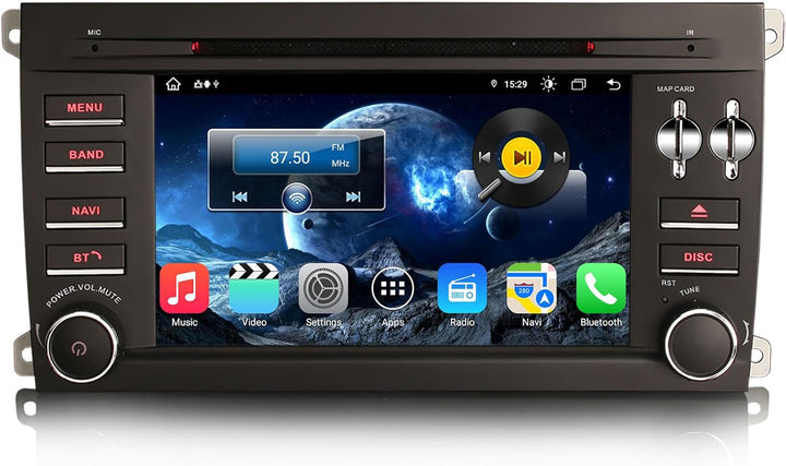 Erisin 7 Zoll Android 11.0 Autoradio mit GPS Navi für Porsche Cayenne Unterstützt Wireless CarPlay C