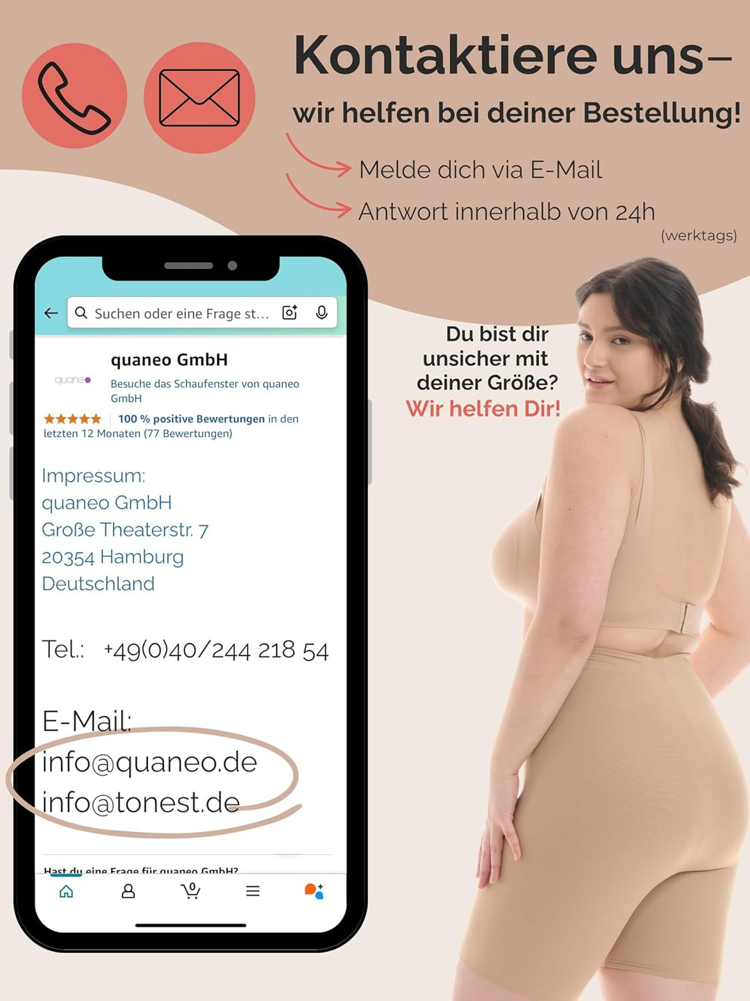 TONEST Shapewear Damen - Bauchweg Shaping-Miederhose - Mid Waist - extra stark-formend - Kompression