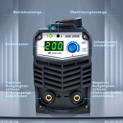 Elektroden Schweissgerät 200 A, MMA Inverter Schweissgerät, Elektroden ARC Welder, ARC200K Elektro S