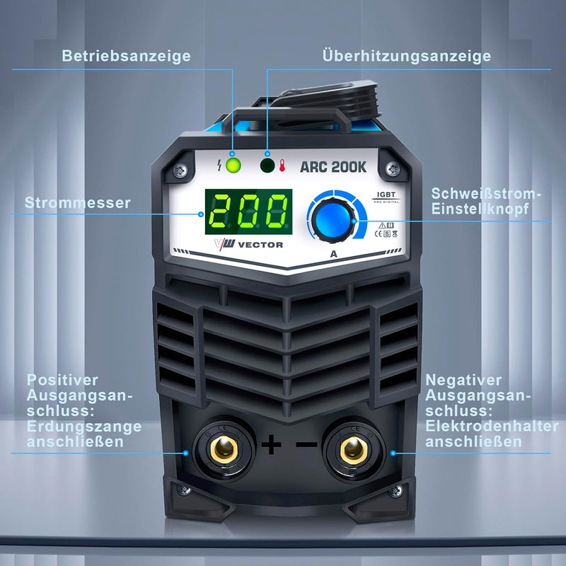 Elektroden Schweissgerät 200 A, MMA Inverter Schweissgerät, Elektroden ARC Welder, ARC200K Elektro S