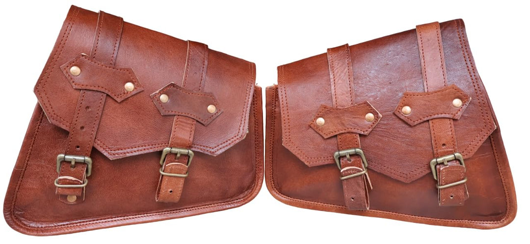AMERICAN BLUE Braune Ledertasche, Satteltaschen für Sattel, Hecktasche, 2 Taschen für Fahrrad, Motor
