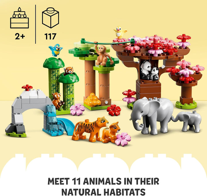 LEGO 10974 DUPLO Wilde Tiere Asiens, Spielzeug-Set aus Bausteinen mit Sound und Tierfiguren, mitunte