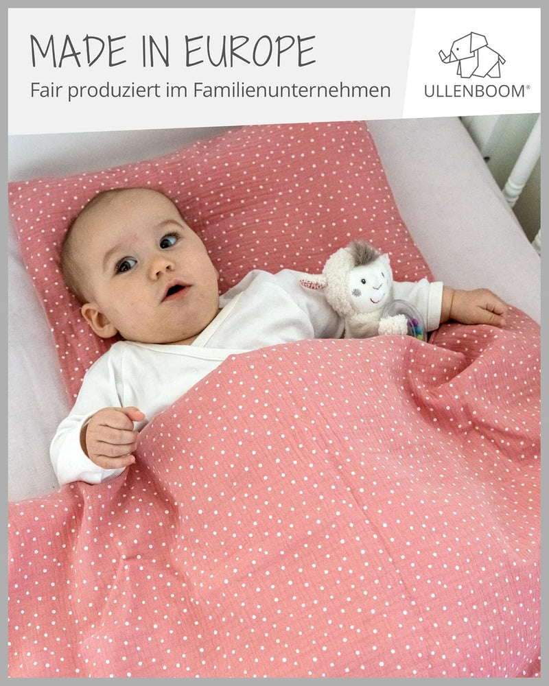 ULLENBOOM ® Babybettwäsche 80x80 cm Musselin Salbeigrün - 2 Teile (komplett): Baby Bettwäsche 80x80
