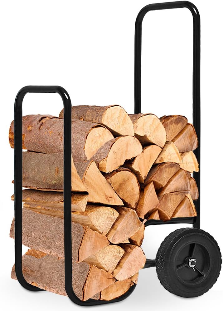 Gardebruk Kaminholzwagen Gross 105x56x45cm 80 kg Stahl Brennholzkarre Holzwagen Holzkorb Sackkarre T