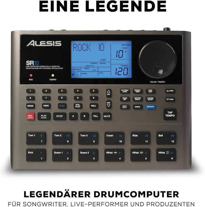 Alesis SR18 - Portables Drum Machine mit Effekten, 175 Preset Patterns und 32MB Samplespeicher mit P