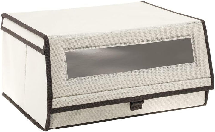 mDesign Schuhbox aus Stoff (2 Stück) - Stapelbare Aufbewahrungsbox mit Bullauge, Reissverschluss und