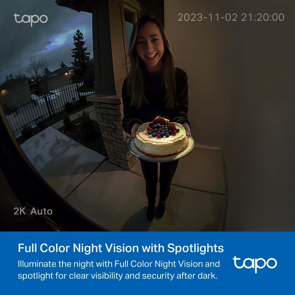 Tapo TP-Link D210 Video-Türklingel Akku (Video Doorbell) | Türklingel mit Kamera, 2K 3MP, Farbe Nach