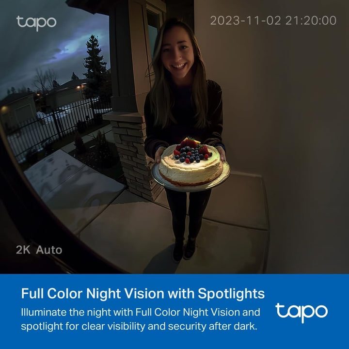 Tapo TP-Link D210 Video-Türklingel Akku (Video Doorbell) | Türklingel mit Kamera, 2K 3MP, Farbe Nach