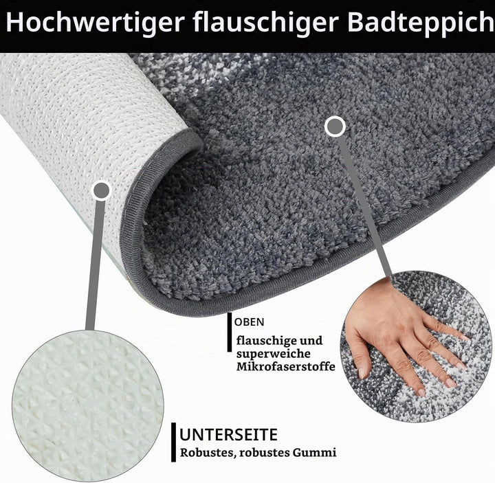 Famibay Badteppich Rund 80cm Badezimmerteppich rutschfest Badematte Absorbierend Waschbar Weich Badv