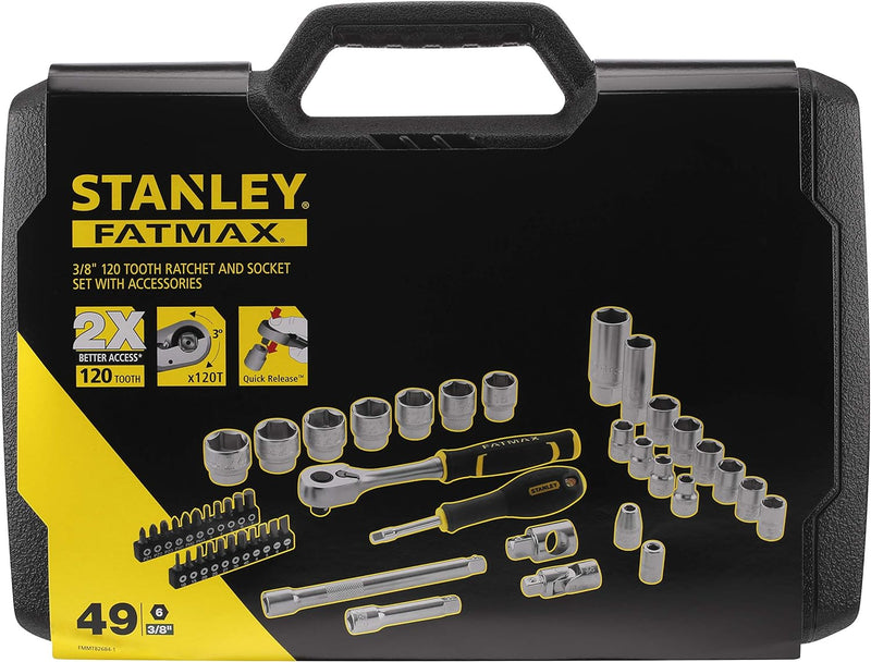 STANLEY Juego de vasos 3/8" - 49 piezas 49 Pièces - 120 dents, 49 Pièces - 120 dents