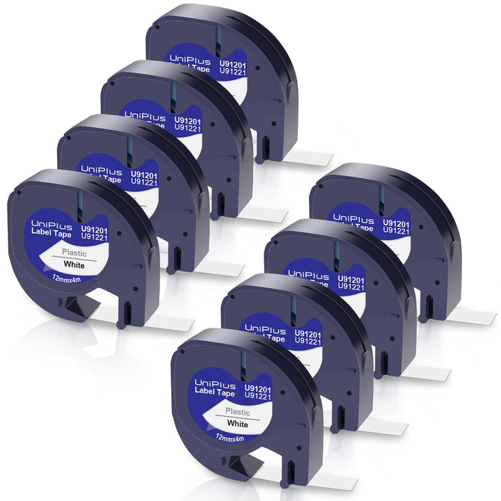 UniPlus Kompatibel Dymo Etikettenband für Dymo Letratag 91221 91201 S0721660 12mm x 4m Kunststoff Sc