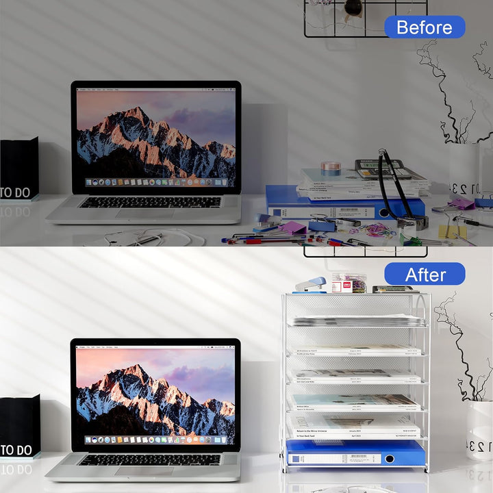 EasyPAG 6 Fächer A4 Metall Büro Schreibtisch Organizer Dokumentenhalter Aktenablage Zeitschriftenhal