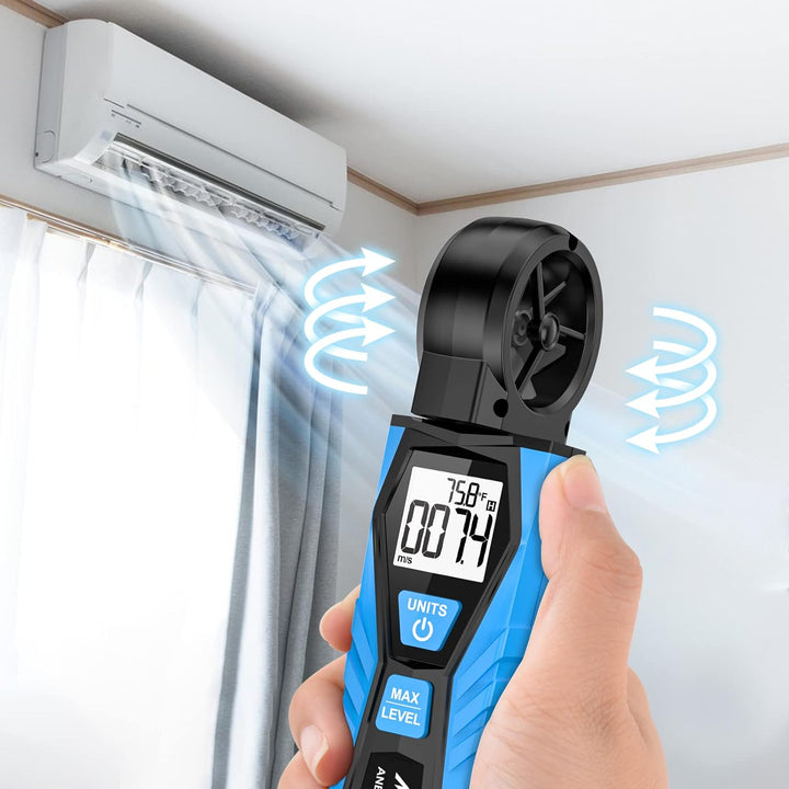 MESTEK Digitaler Anemometer Windmesser Windmessgerät Handheld Windgeschwindigkeit Lufttemperatur Max