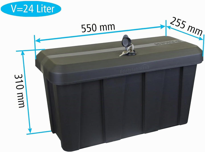 Deichselbox Daken Blackit Lite, Werkzeugkasten, Gurtkiste, Anhängerbox, Staukiste, Daken B24-2, Edel
