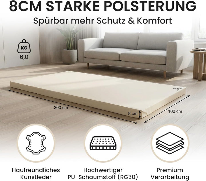 Jeflex - Weichbodenmatte & Turnmatte 200 x 100 x 8 cm MADE IN GERMANY/Gymnastikmatte tragbar/platzsp