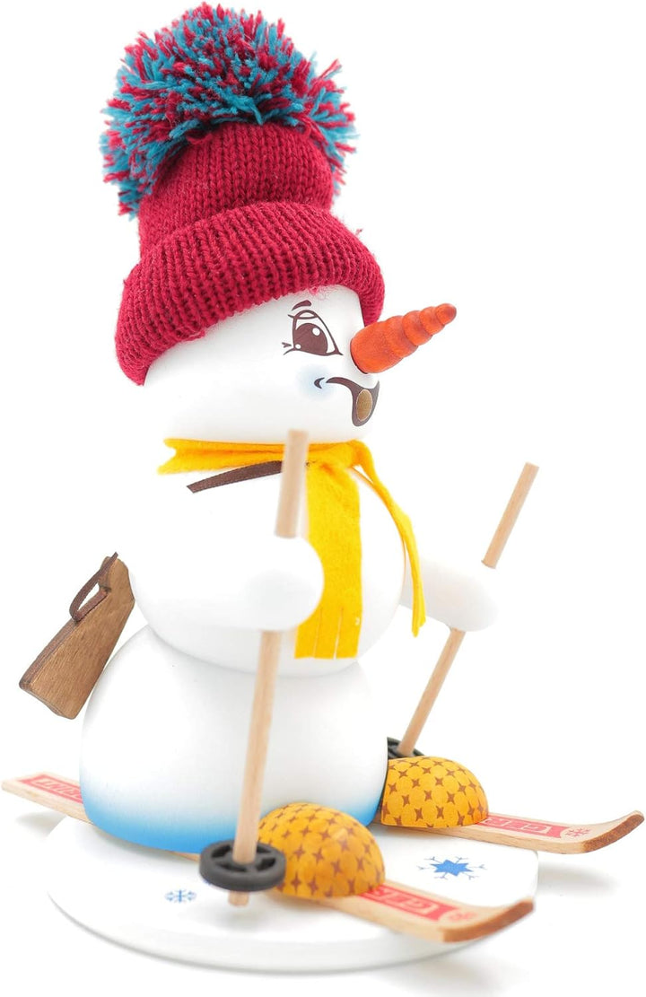 Kuhnert - Erzgebirgische Holzkunst Räuchermann Räucherfigur Schneemann 19cm - Biathlon, Biathlon