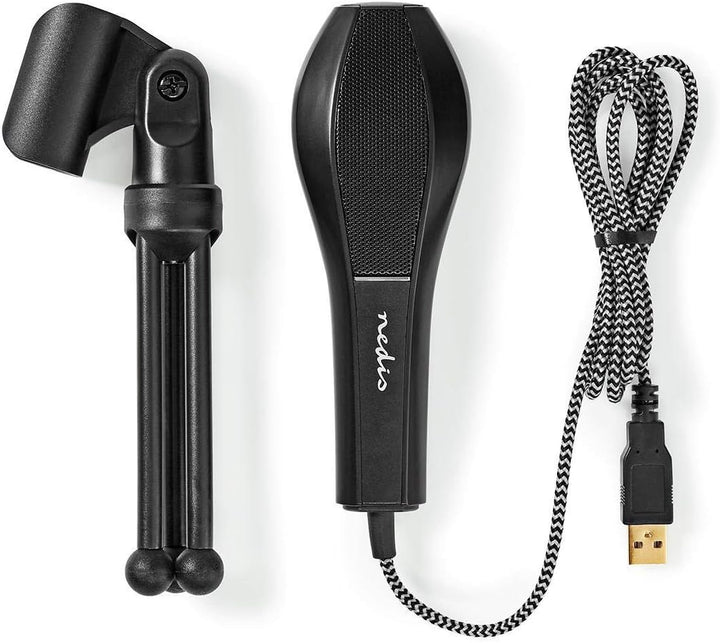 Nedis Mikrofon - USB - Desktop/Notebook - Kabelgebunden - 1.40 m - Metall/Kunststoff - Schwarz Schwa