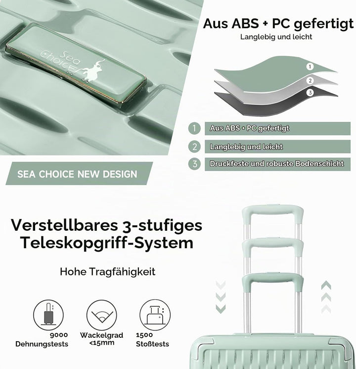 Sea choice Handgepäck Koffer Trolley Kofferset 2 Teilig Kabinengepäck mit Kosmetiktasche Eckenschutz
