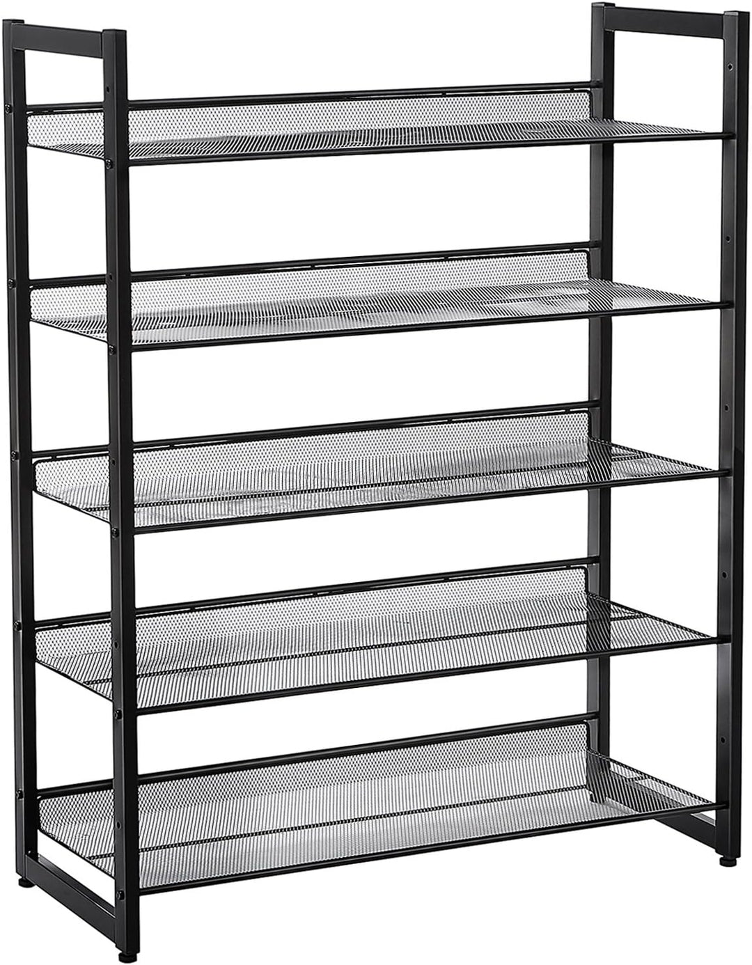 SONGMICS Erweiterbares Schuhregal aus Metallgewebe mit 5 Ebenen für 15-20 Paar Schuhe, Schuhständer
