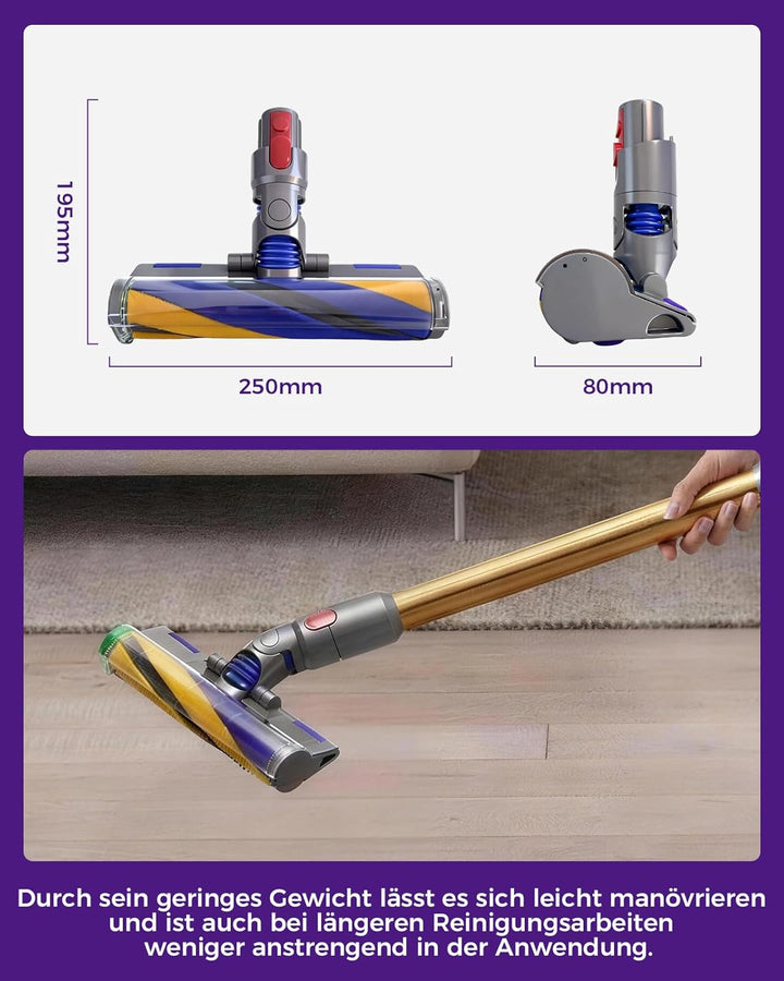 V15 Bodenbürste Ersatz für Dyson V7 V8 V10 V11 V15,LED-Beleuchtete Bürste mit grünem Licht,Anti-Tang