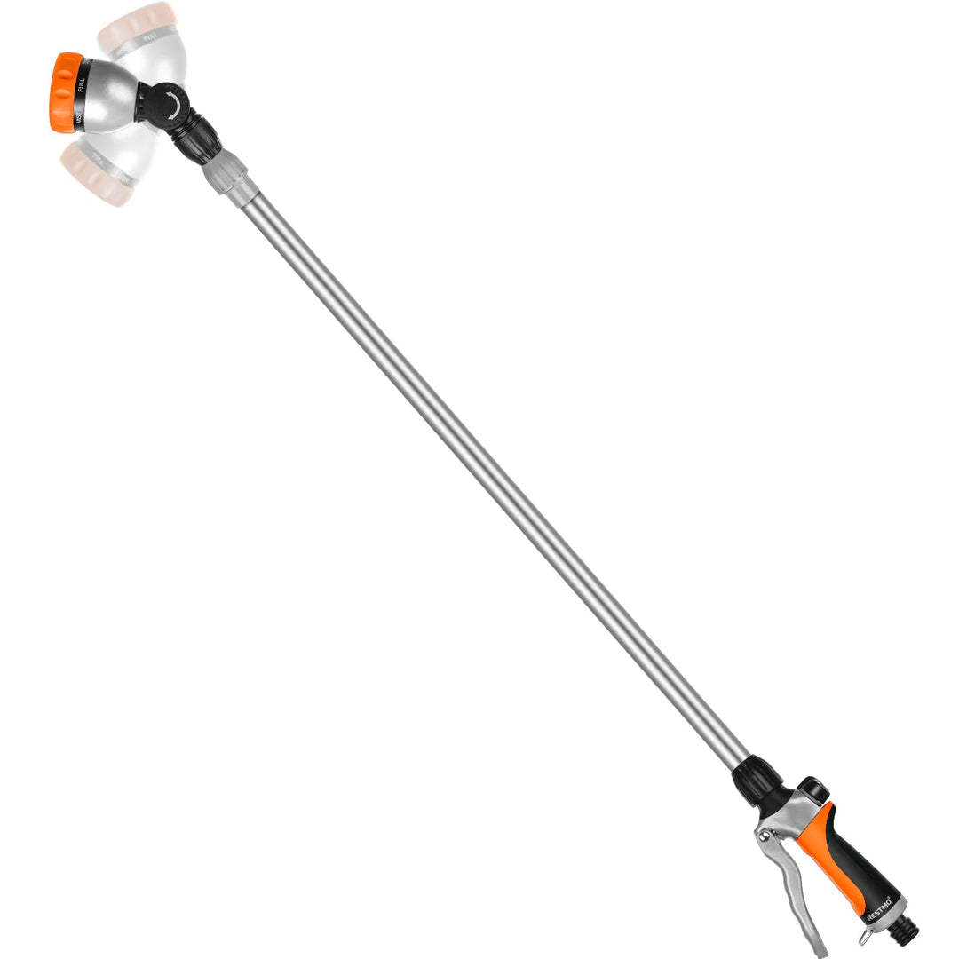 RESTMO Langer Teleskop Giessstab 92-152 cm, Lang Gartenbrause Metall mit 180° schwenkbaren Kopf, 7 S