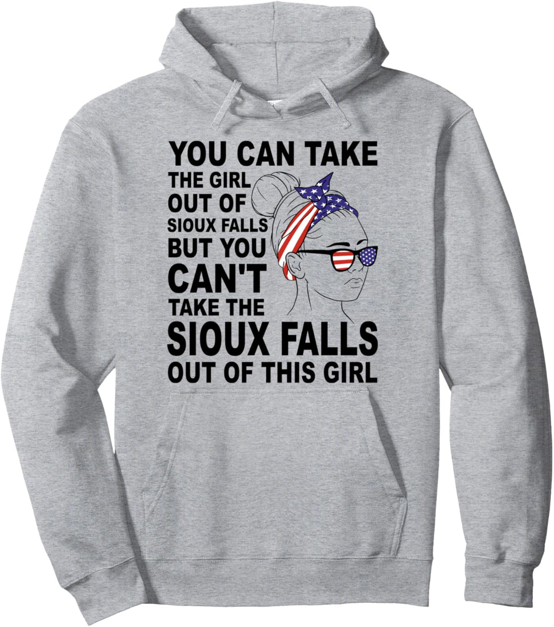 Klassisches Retro-Mädchen von Sioux Falls – Stolze Sioux Falls Girl Pullover Hoodie