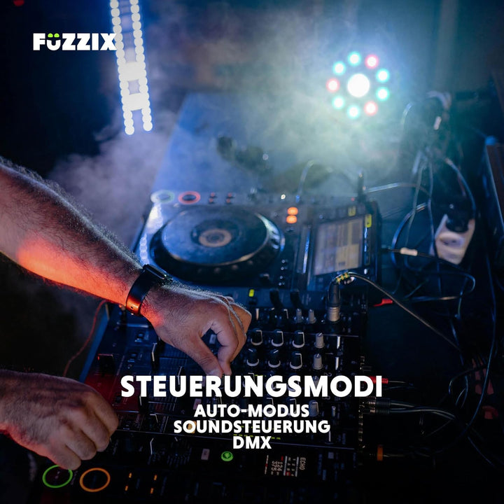 Fuzzix PLF15 - Partylicht Effektstrahler mit Fernbedienung, 24 Watt RGB Strahler, Lichtorgel Musikge