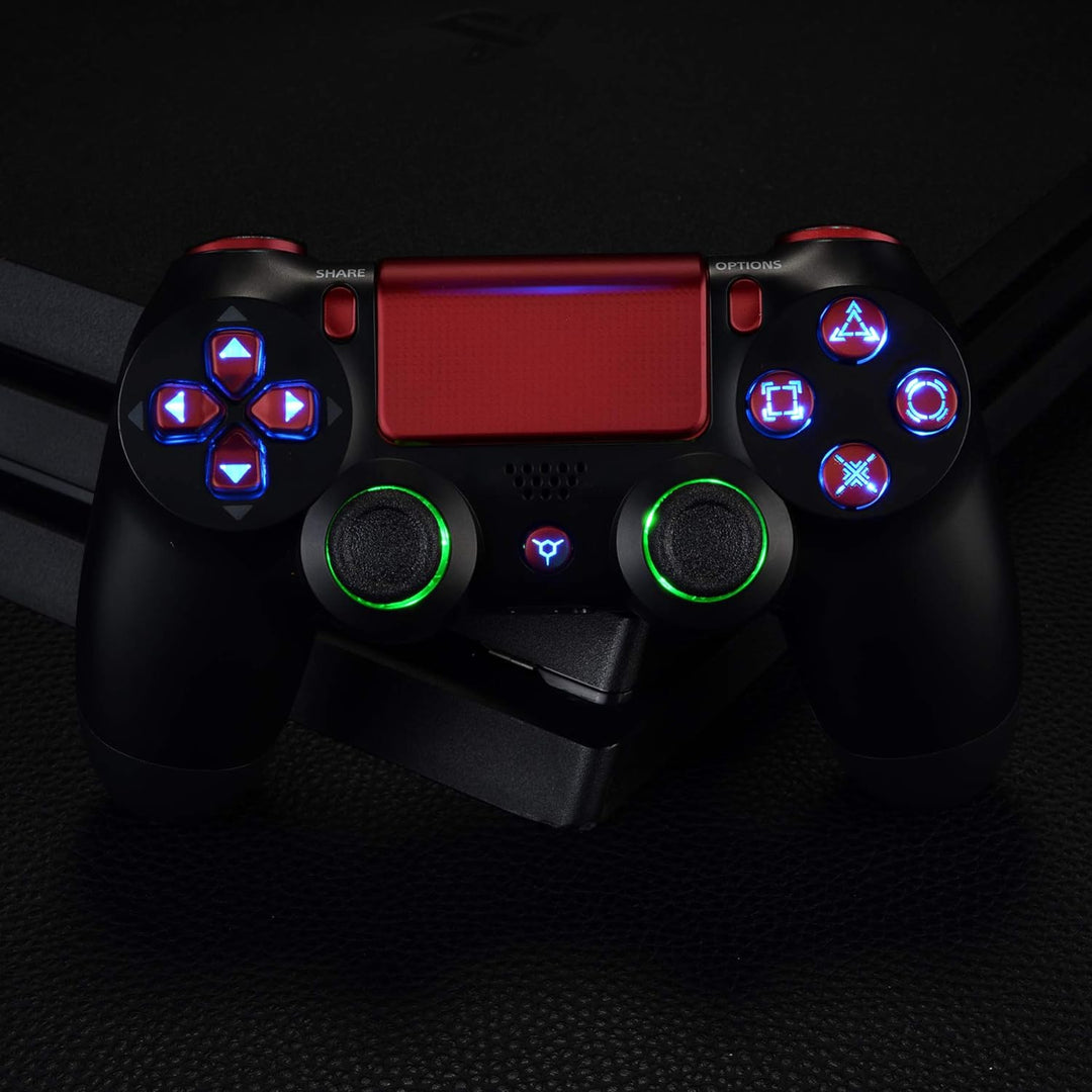 eXtremeRate Tasten für ps4 Knöpfe D-Pad Trigger Thumbsticks Buttons DTFS LED Kit kompatibel mit ps4