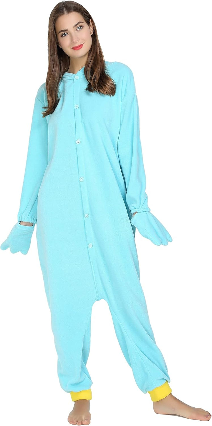 RANSUU Schnabeltier Kostüm Onesie Tier Jumpsuit Relaxo Kostuem Damen Herren Pyjama Halloween Schlafa