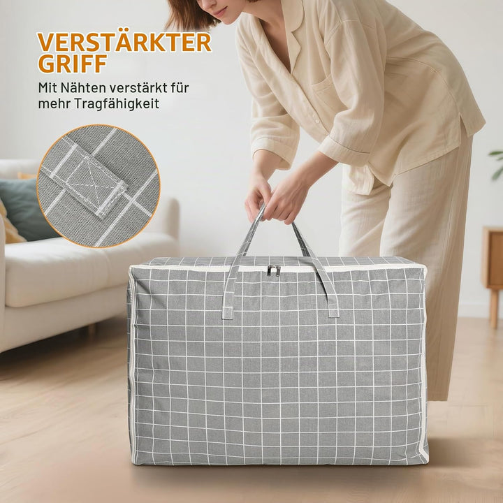 Cozary 2 Stück Aufbewahrungstasche Gross, 105L Umzugstaschen mit Handgriff, Wasserdichte Tragetasche