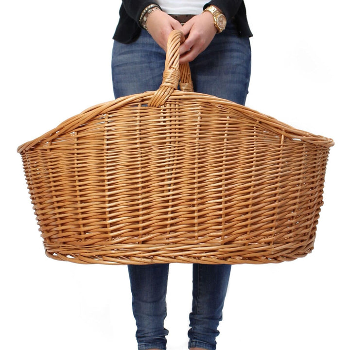 Dekoleidenschaft XXL Einkaufskorb Maxi aus Weide Natur, 68x49 cm gross, Tragekorb geflochten, Erntek