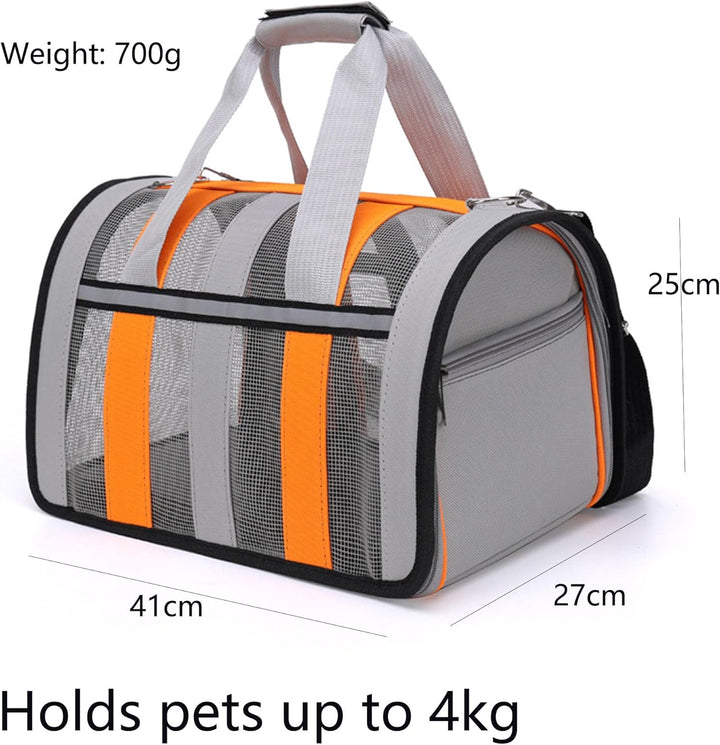 Transporttasche für Katze Hund, mit reflektierenden Streifen, mit atmungsaktivem Mesh, Faltbare katz