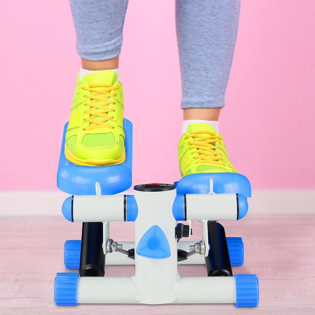 Relaxdays Stepper mit Schrittzähler, inkl. 2 Expander, Verstellbarer Widerstand, Fitnessgerät für zu