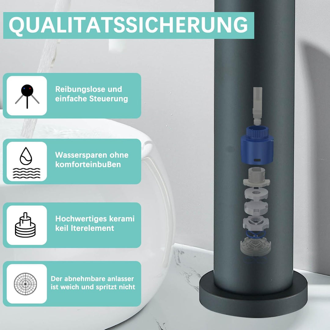 Suguword Waschtischarmatur Bad Schwarz Wasserhahn Waschbecken Waschtisch Armatur, Hoher Auslauf Einh