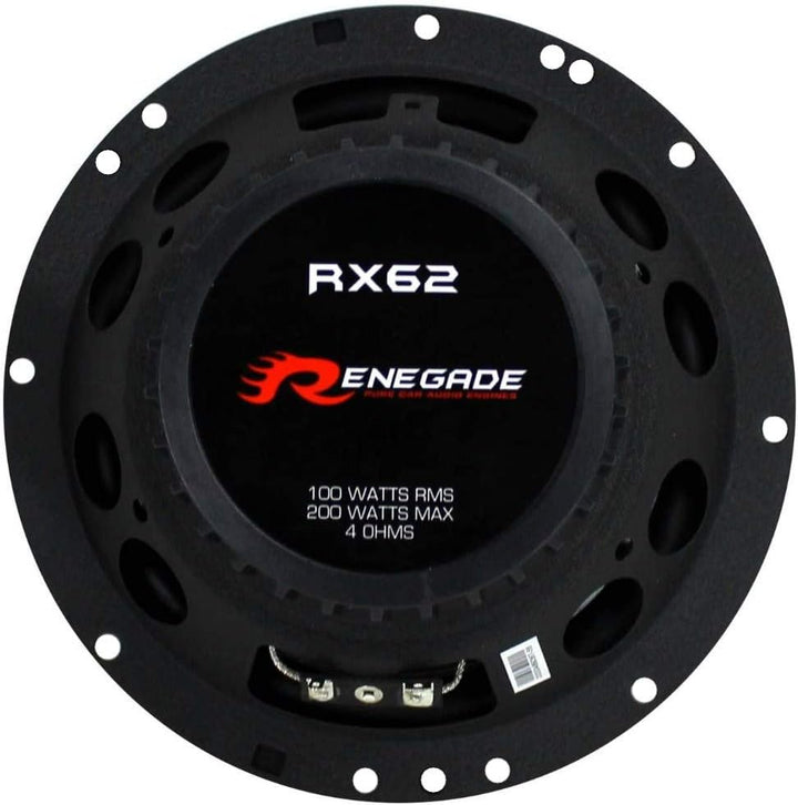 2 Lautsprecher RENEGADE RX62 koaxial 2 Wege 6,5" 16,50 cm 165 mm Durchmesser 100 watt rms 200 watt m