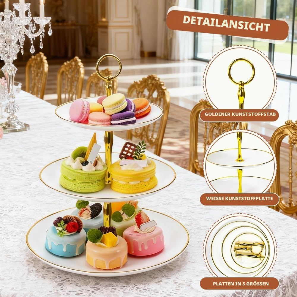 2er Set Tortenständer Etagere 3 Etagen Ø14.5/19.5/24.5cm Muffin Ständer Cupcake Halter Rund Kuchenst