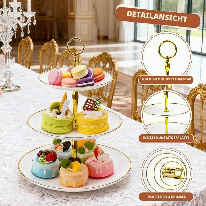 2er Set Tortenständer Etagere 3 Etagen Ø14.5/19.5/24.5cm Muffin Ständer Cupcake Halter Rund Kuchenst