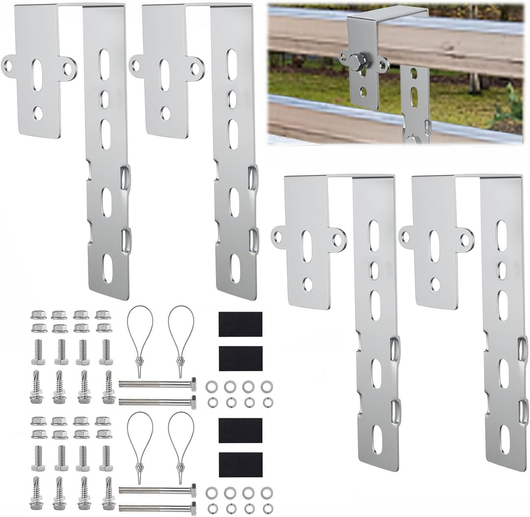 4PCS Solar Halterung Haken für Balkon - Eckig Photovoltaik Halterung für Solarmodule, Balkongelände,