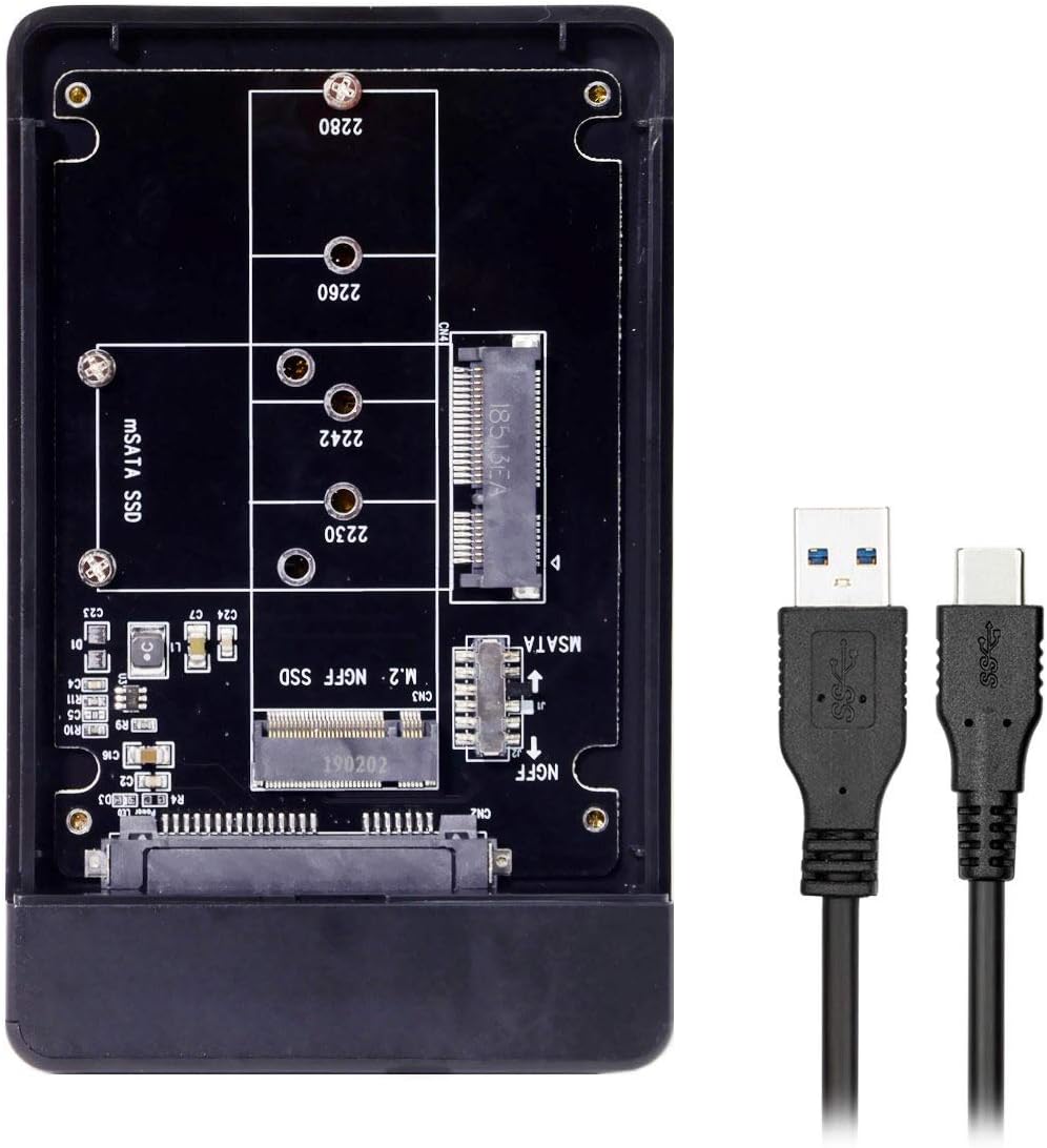 Xiwai Combo M.2 NGFF B-Key & mSATA SSD auf USB Typ-C Konverter Gehäuse mit Schalter