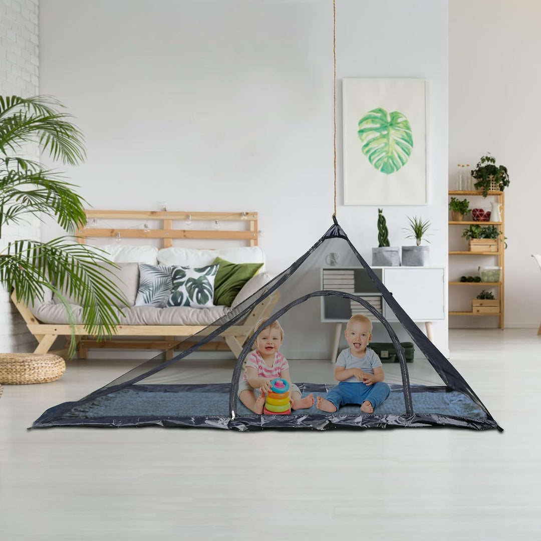 EFUTURETIME Moskitonetz 220×120×100cm Mückennetz mit Reissverschluss Schwarz Schwarz mit Reissversch