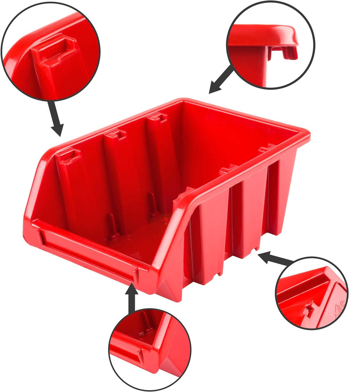 Lagersystem Werkstattregal | 115 x 78 cm | 111 stck. Box | Wandregal mit Stapelboxen - Wandplatten E